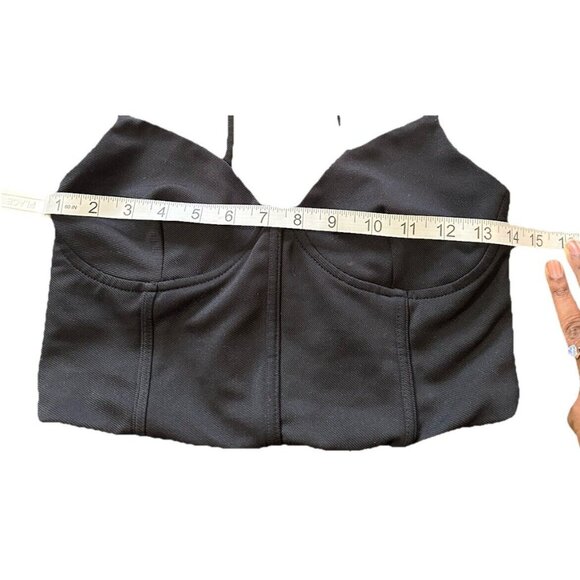 Zara Y2K Corset Bra Crop Black Top Size M Spaghetti Strap Ruched Back Gothic - Picture 5 of 9